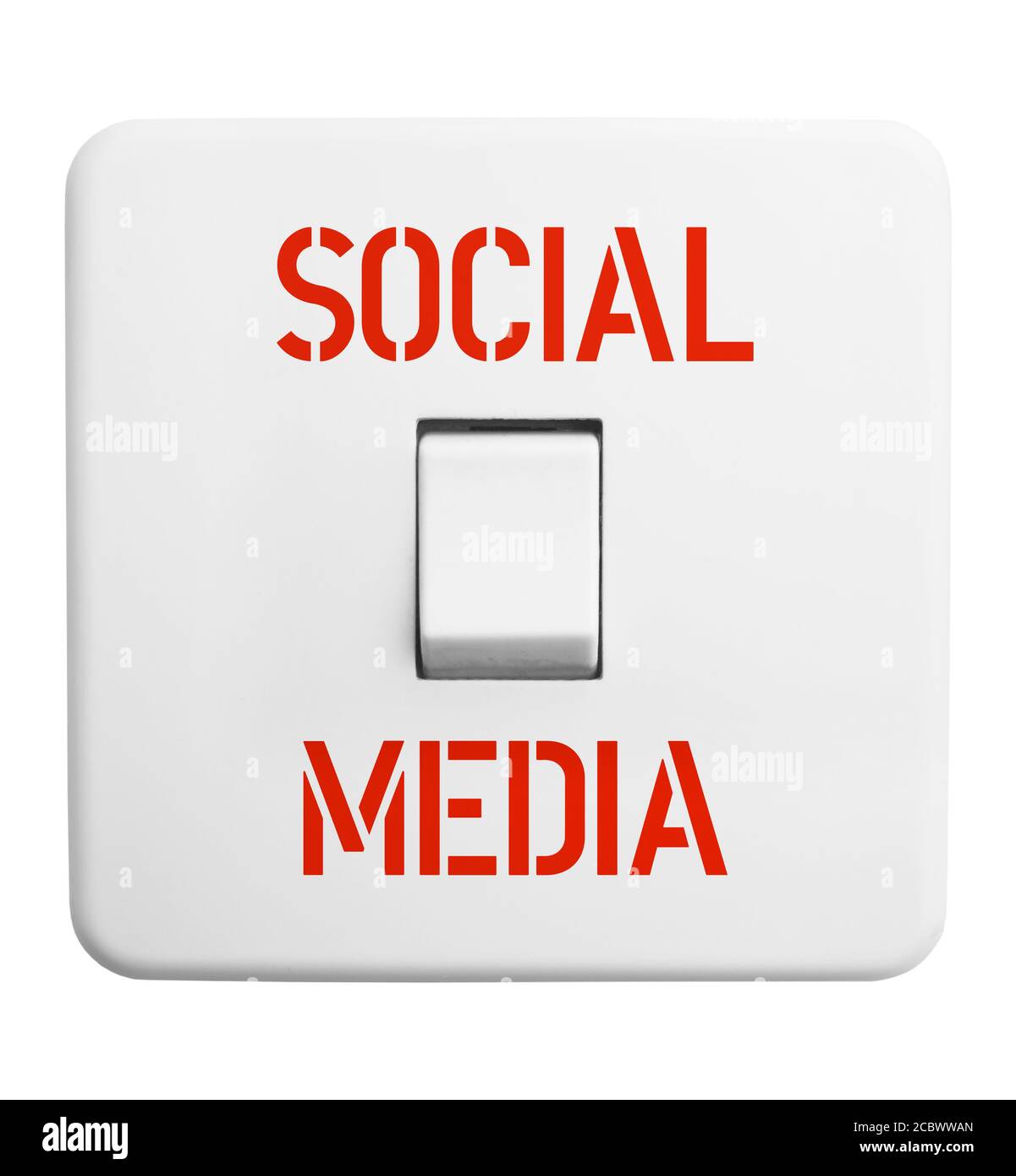 Switch con didascalia Social Media, concetto di comunicazione di social network Foto Stock