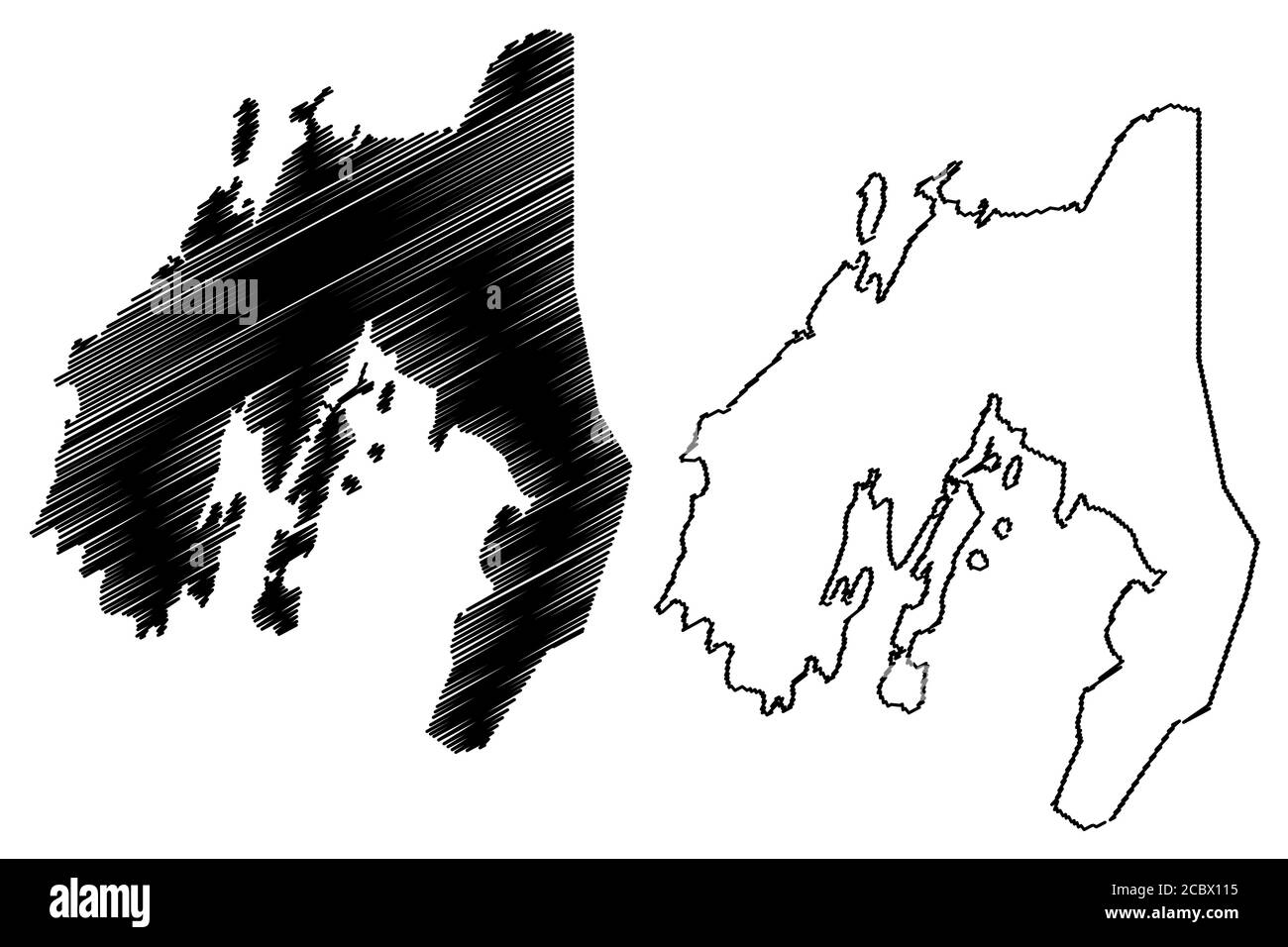 Nuuk City (Regno di Danimarca, isola di Groenlandia) mappa illustrazione vettoriale, abbozzare la mappa della città di Godthab Illustrazione Vettoriale