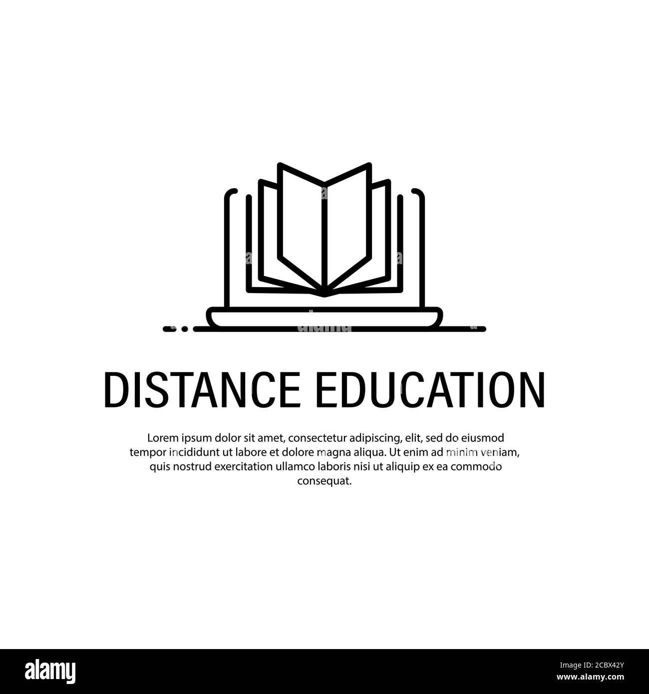 Icona formazione a distanza. Corso, webinar, lezione online. Vettore su sfondo bianco isolato. EPS 10 Illustrazione Vettoriale