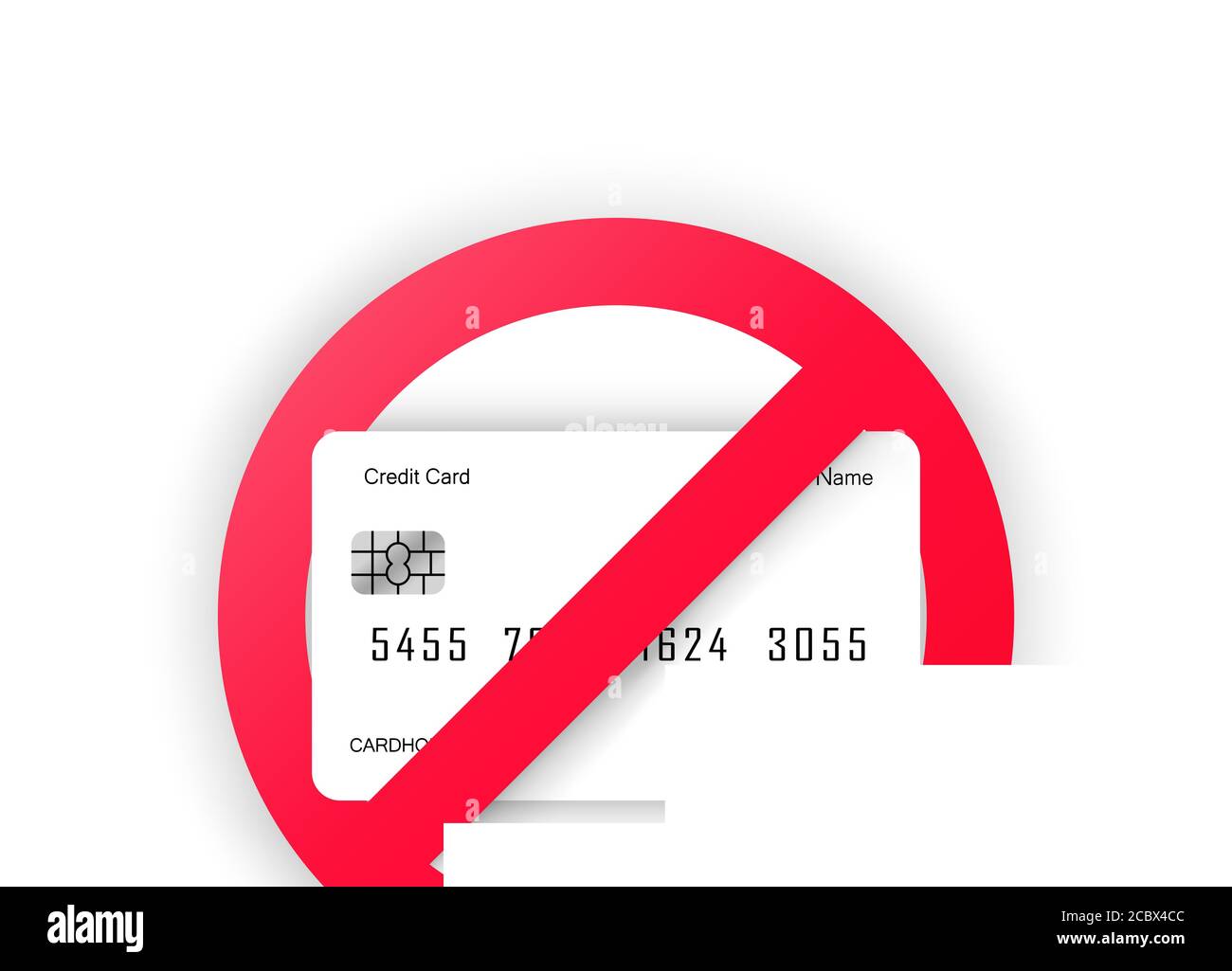 Cartello carta di credito non consentita. Nessuna carta accetta banner. Segno di denaro. Vettore su sfondo bianco isolato. EPS 10 Illustrazione Vettoriale