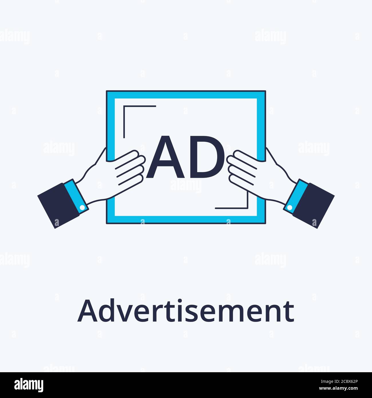 Concetto di pubblicità in linea piatta design. Icona nello stile di tendenza. Illustrazione vettoriale moderna Illustrazione Vettoriale