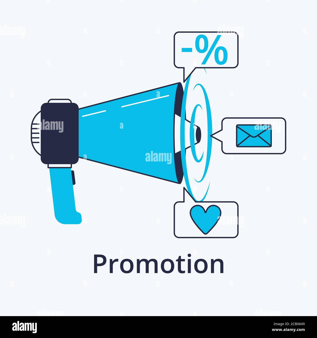 Concetto di promozione in linea piatta design. Icona nello stile di tendenza. Illustrazione vettoriale moderna Illustrazione Vettoriale