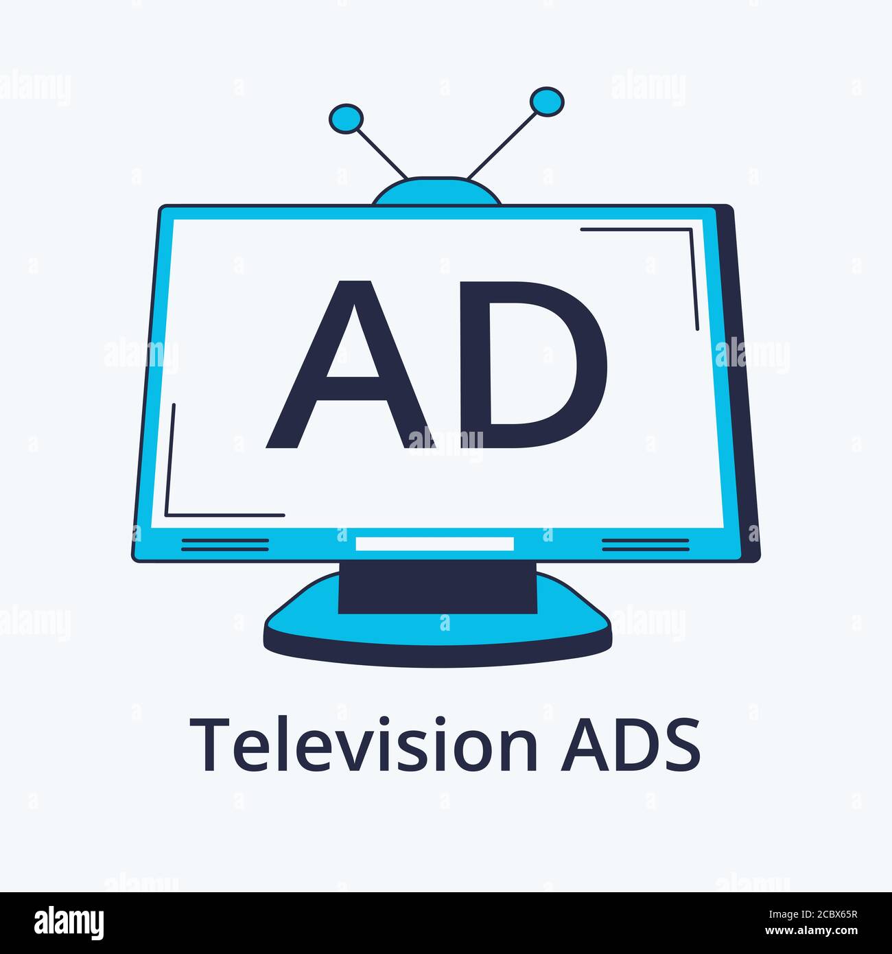 Concetto di ANNUNCI televisivi in linea piatta. Icona nello stile di tendenza. Illustrazione vettoriale moderna Illustrazione Vettoriale