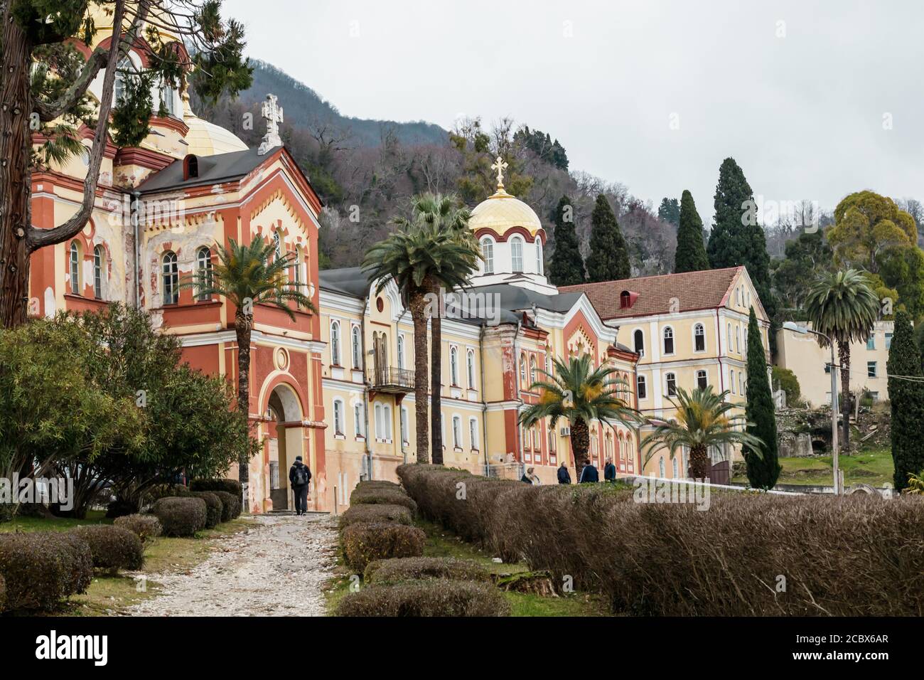 Vista sul monastero di New Athos Simon-Kananitsky Foto Stock