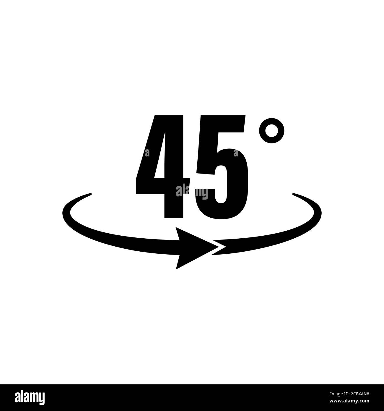 Icona angolo 45 gradi. Simbolo matematico della geometria. Simbolo di rotazione. Vettore su sfondo bianco isolato. EPS 10. Illustrazione Vettoriale
