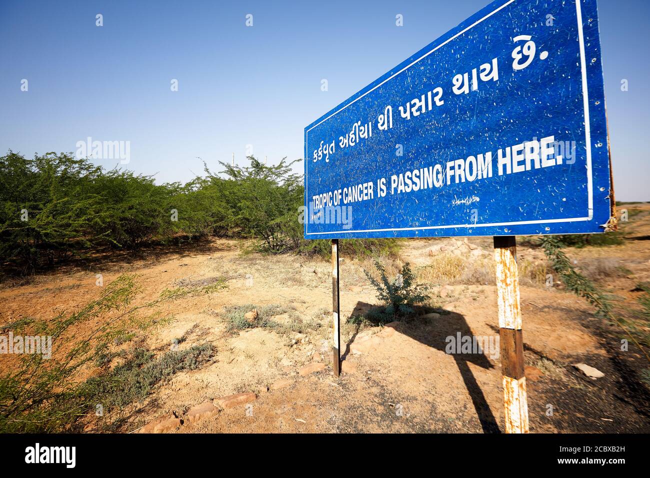 Tropic del segno di cancro nello stato di Gujarat, India Foto Stock