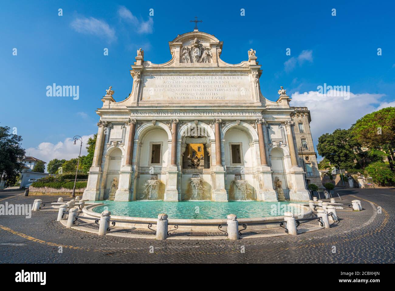 La meravigliosa Fontana dell'acqua Paola a Roma. Foto Stock