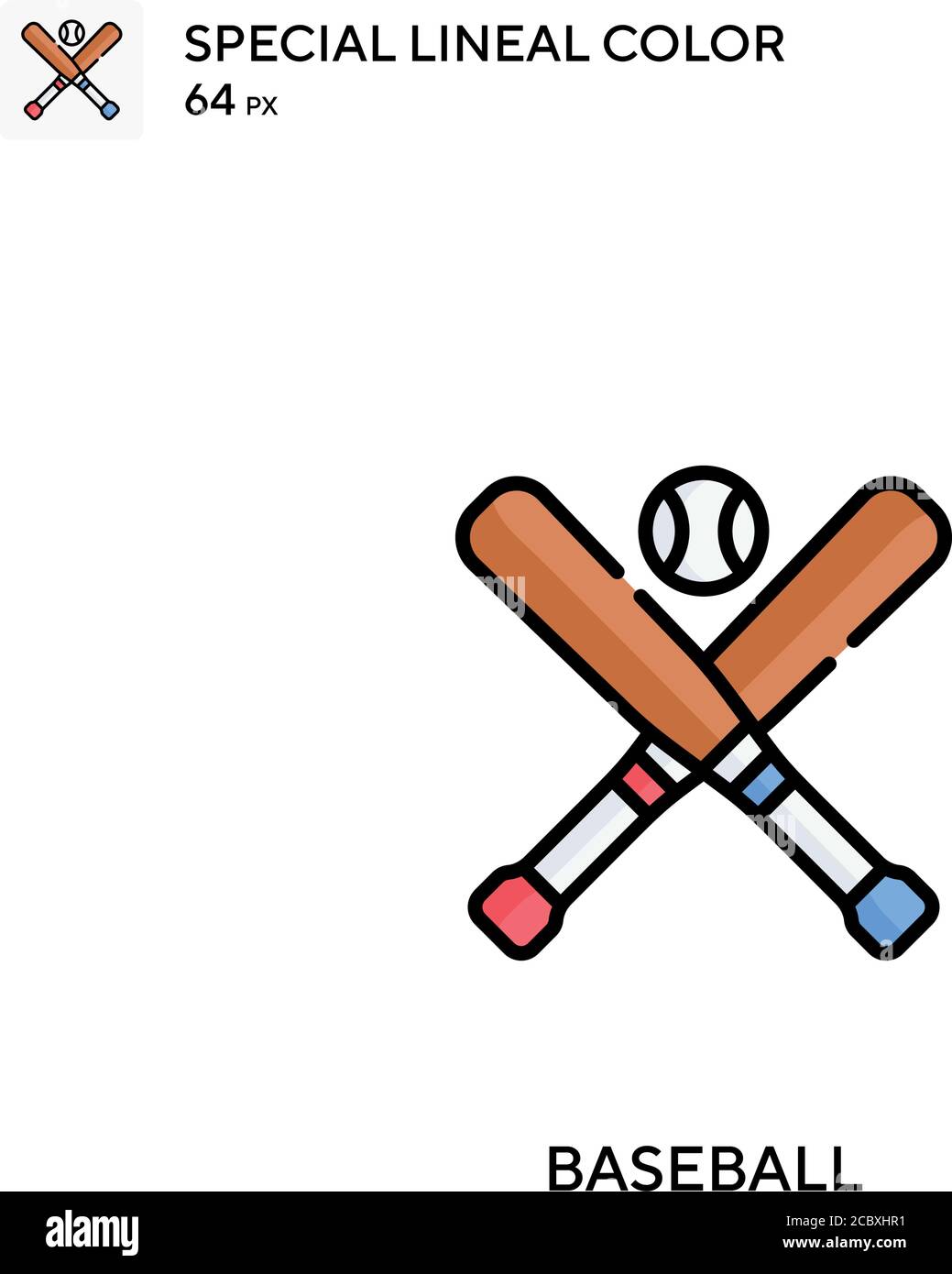 Baseball icona vettore colore lineare speciale. Icone di baseball per il tuo progetto aziendale Illustrazione Vettoriale