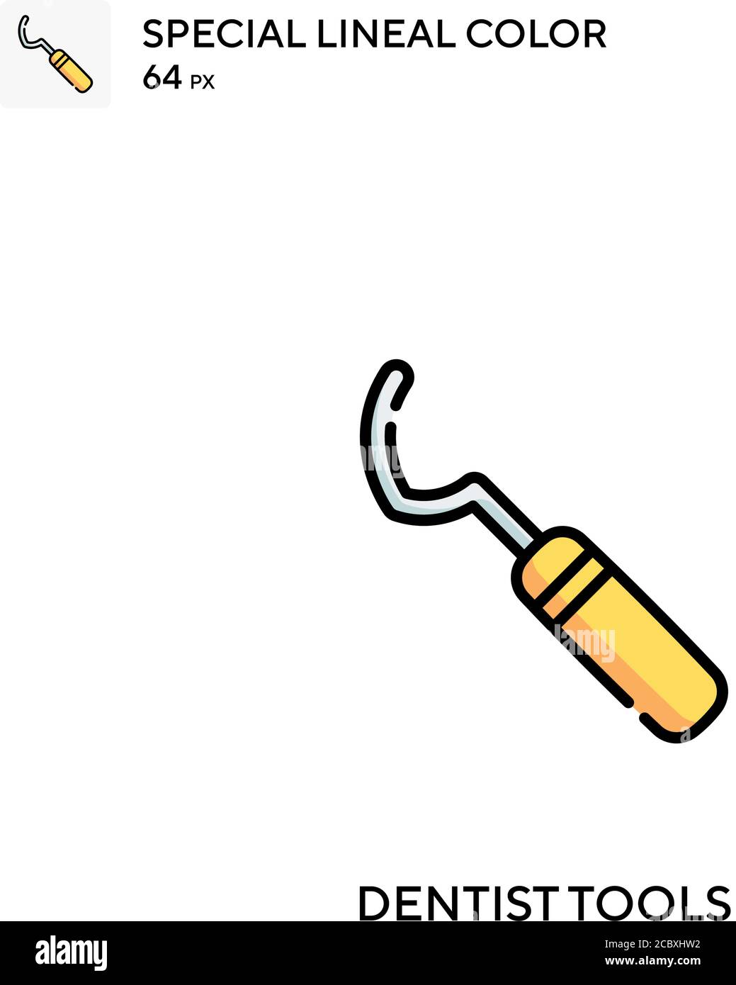Strumenti dentistici icona vettore colore lineare speciale. Icone degli strumenti dentistici per il vostro progetto aziendale Illustrazione Vettoriale