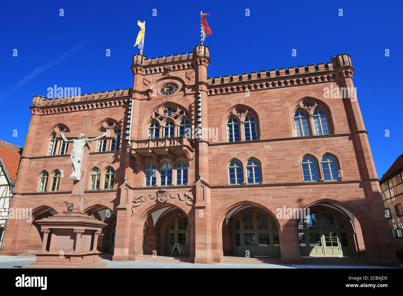 Antico municipio storico di Tauberbischofsheim Foto Stock