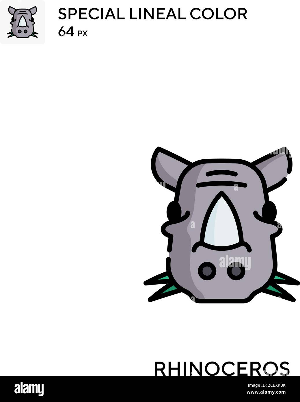 Rinoceronte icona vettore colore lineare speciale. Icone rhinoceros per il vostro progetto di affari Illustrazione Vettoriale