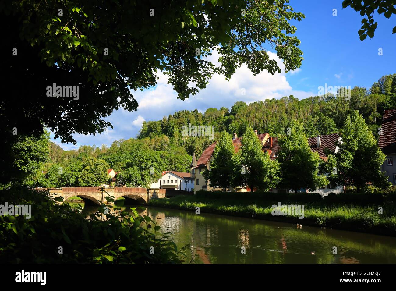 Ponte di pietra nella zona di Sulz am Neckar Foto Stock