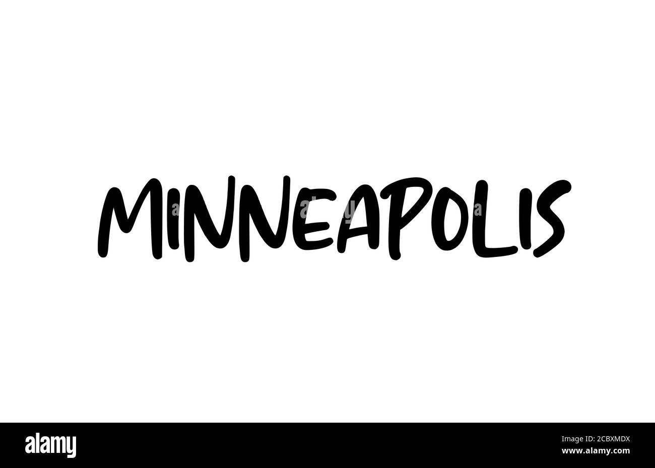 Minneapolis città manoscritto tipografia testo parola scritta a mano caratteri. Testo calligrafia moderno. Colore nero Illustrazione Vettoriale