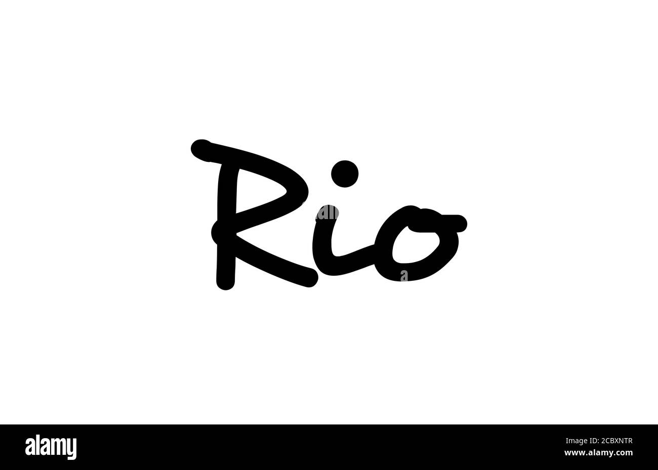 Rio City testo scritto a mano parole caratteri a mano. Testo di Calligraphy. Tipografia in colore nero Illustrazione Vettoriale