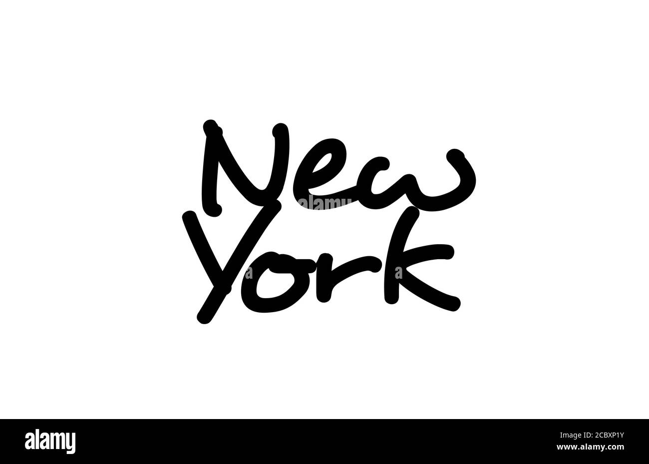New York City testo scritto a mano parole lettere a mano. Testo di Calligraphy. Tipografia in colore nero Illustrazione Vettoriale
