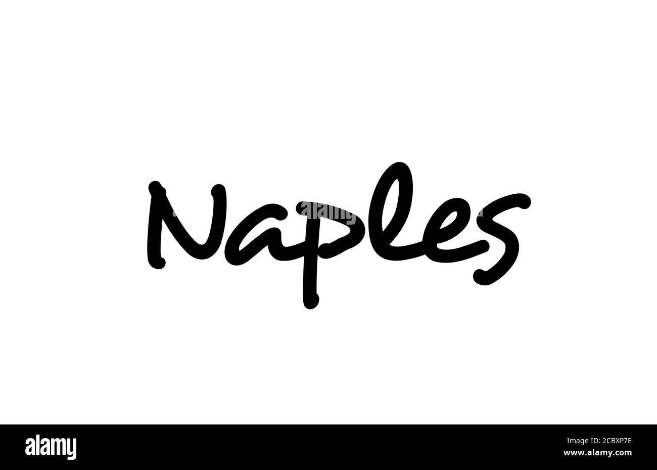 Città di Napoli scritta a mano parola scritta scritta a mano. Testo di Calligraphy. Tipografia in colore nero Illustrazione Vettoriale