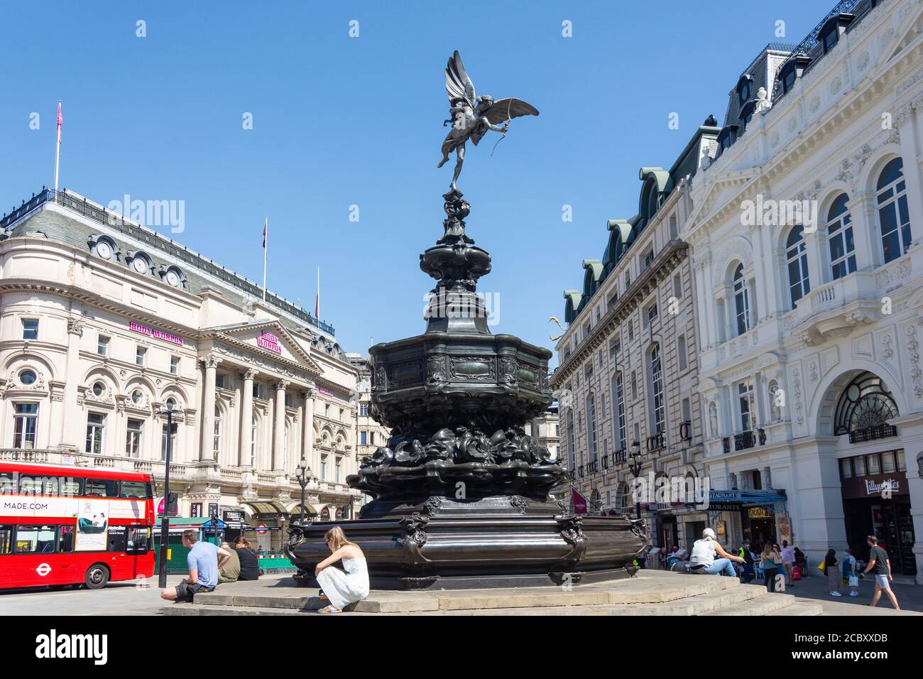 Shaftesbury Memorial Fountain con Statua di Anteros, Piccadilly Circus, Città di Westminster, Grande Londra, Inghilterra, Regno Unito Foto Stock