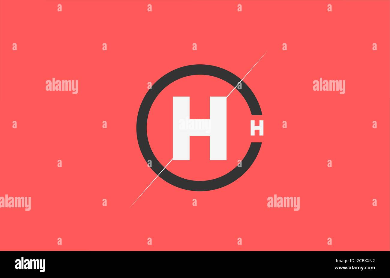 Icona con il logo della lettera dell'alfabeto H rosa nero bianco. Circle business e design aziendale Illustrazione Vettoriale