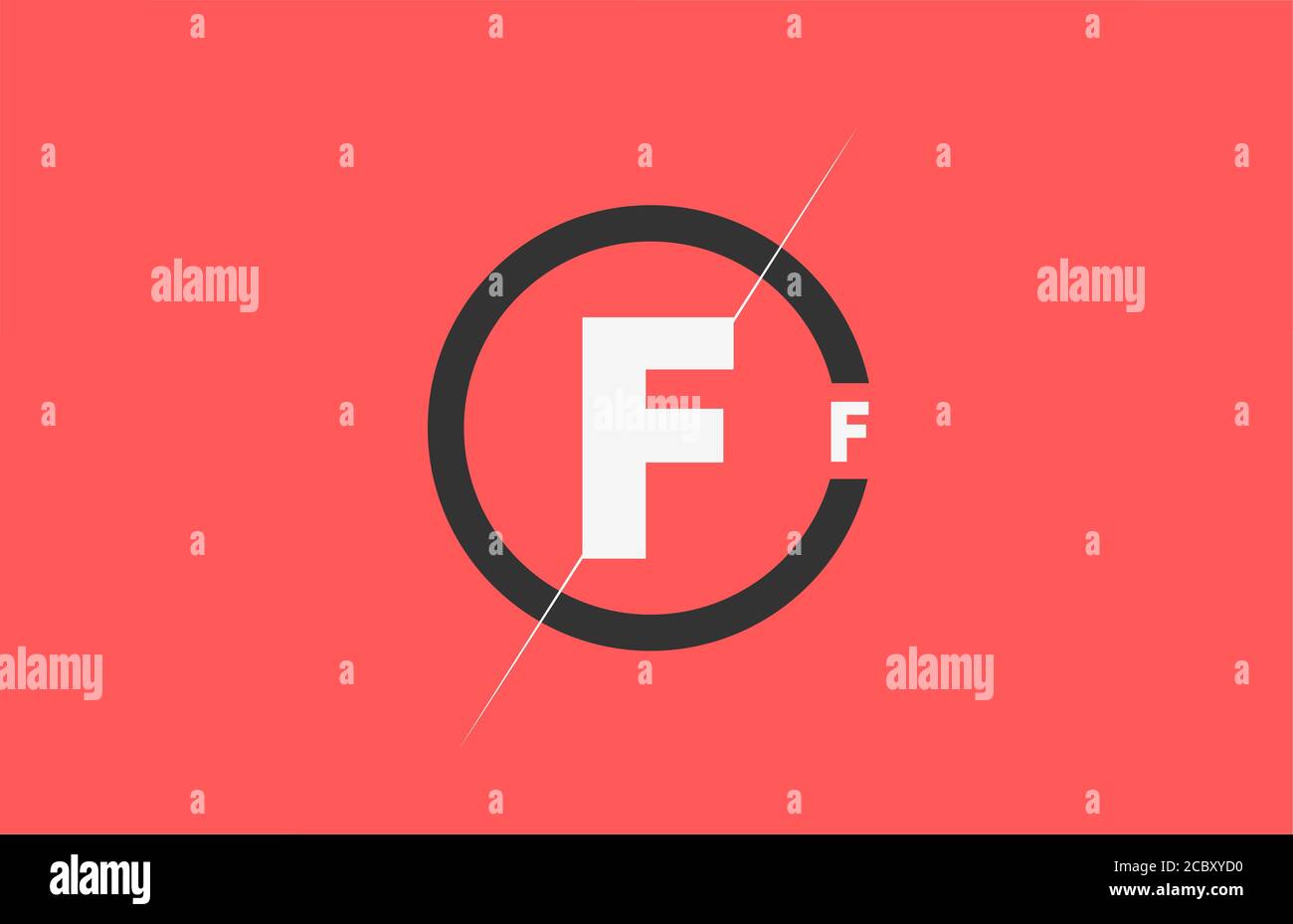Icona con il logo della lettera dell'alfabeto F rosa nero. Circle business e design aziendale Illustrazione Vettoriale
