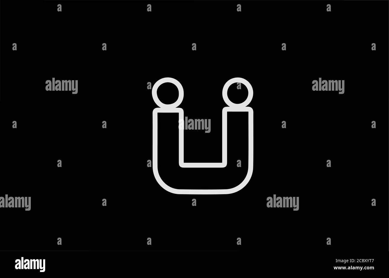 U icona con il logo della lettera alfabetica con la linea. Colore bianco nero per il design aziendale e aziendale Illustrazione Vettoriale