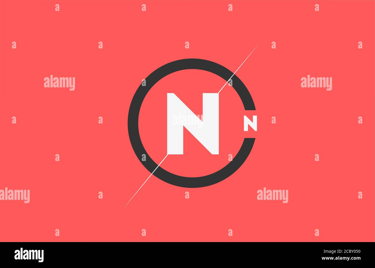 Icona con il logo della lettera dell'alfabeto N rosa nero bianco. Circle business e design aziendale Illustrazione Vettoriale