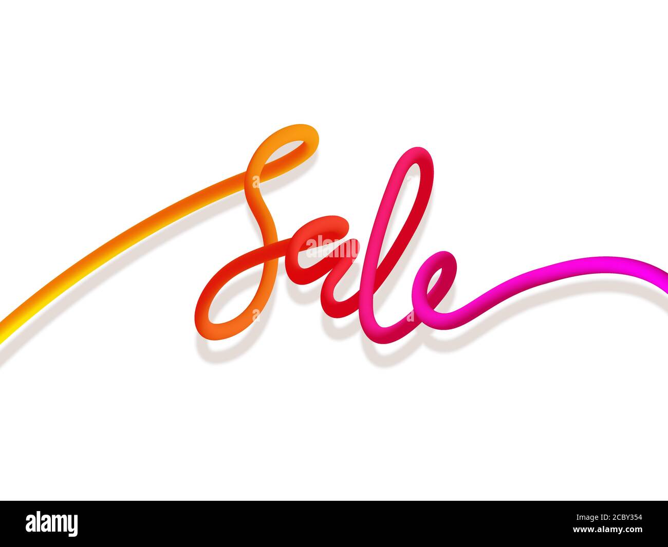 Vendita 3D gradiente iscrizione in arancione, rosso, rosa neon colori su sfondo bianco con ombra. Caratteri multicolore. Illustrazione vettoriale per volantini, striscioni, annunci pubblicitari. Illustrazione Vettoriale