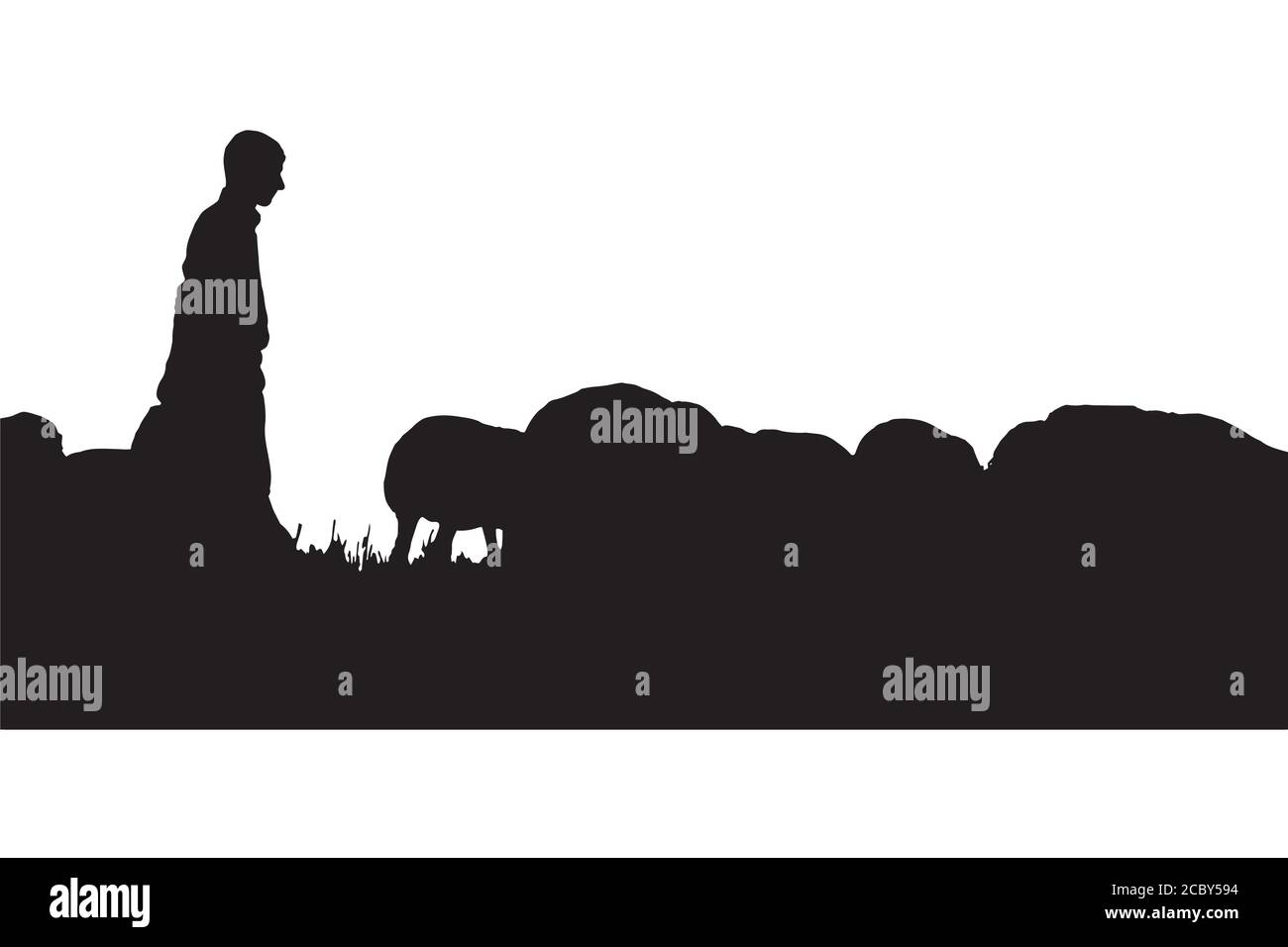 Sheepman e pecora. Immagine vettoriale. Sfondo bianco. Illustrazione Vettoriale