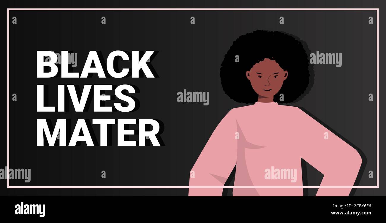 donna afroamericana contro la discriminazione razziale vite nere materia concetto problemi sociali del razzismo immagine vettoriale orizzontale Illustrazione Vettoriale