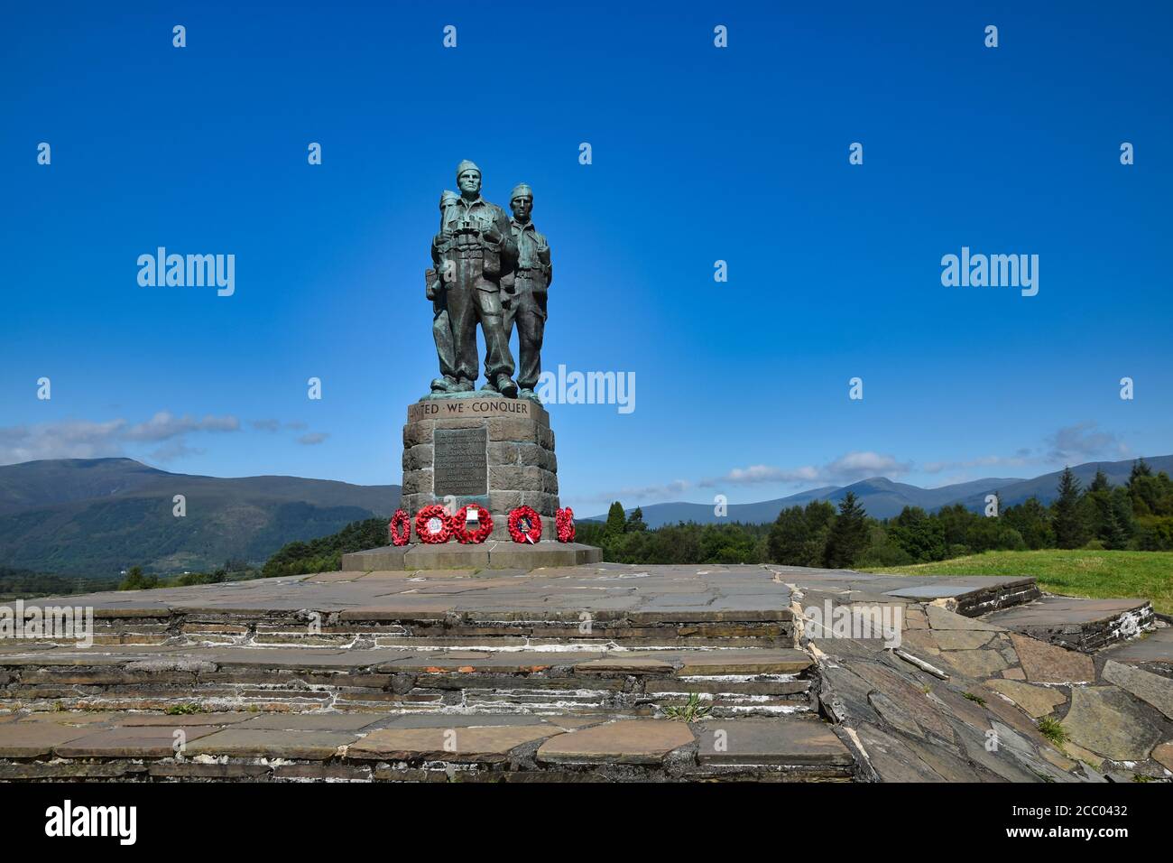 Commando Memorial a Spean Bridge, Highlands scozzesi, nella soleggiata giornata estiva Foto Stock