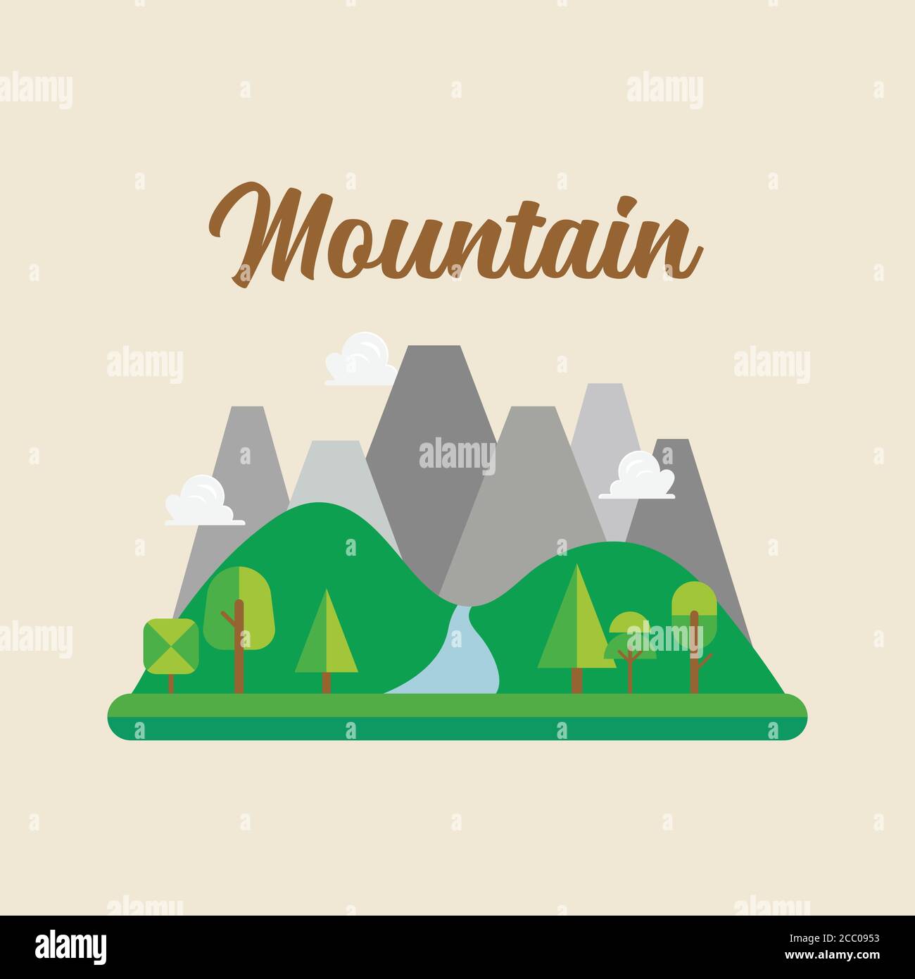 Foresta e paesaggio di montagna. Design piatto. Illustrazione vettoriale Illustrazione Vettoriale