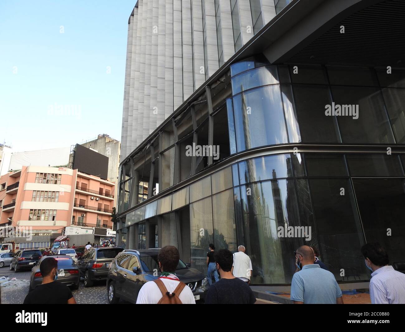 Beirut, Libano - 8 agosto 2020: Piazza dei martiri durante la rivoluzione libanese dopo lo scoppio, contro l'attuale governo e contro i corrotti Foto Stock