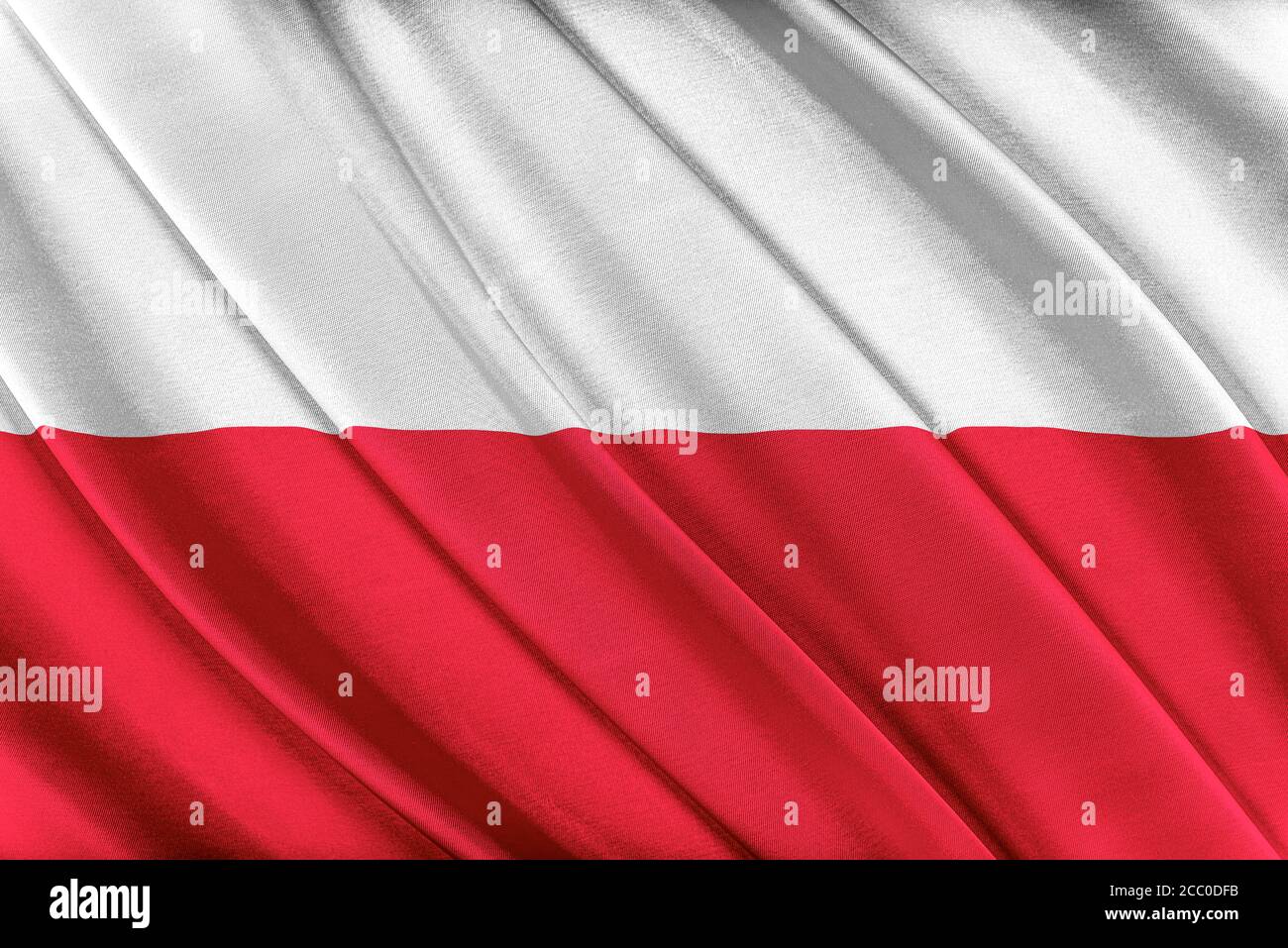 Bandiera colorata della Polonia che sventola nel vento. 3 Foto Stock