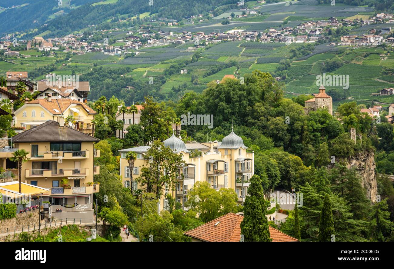 Merano (Merano) in Alto Adige - Trentino Alto Adige - Italia settentrionale. Vista dall'alto della città vecchia Foto Stock