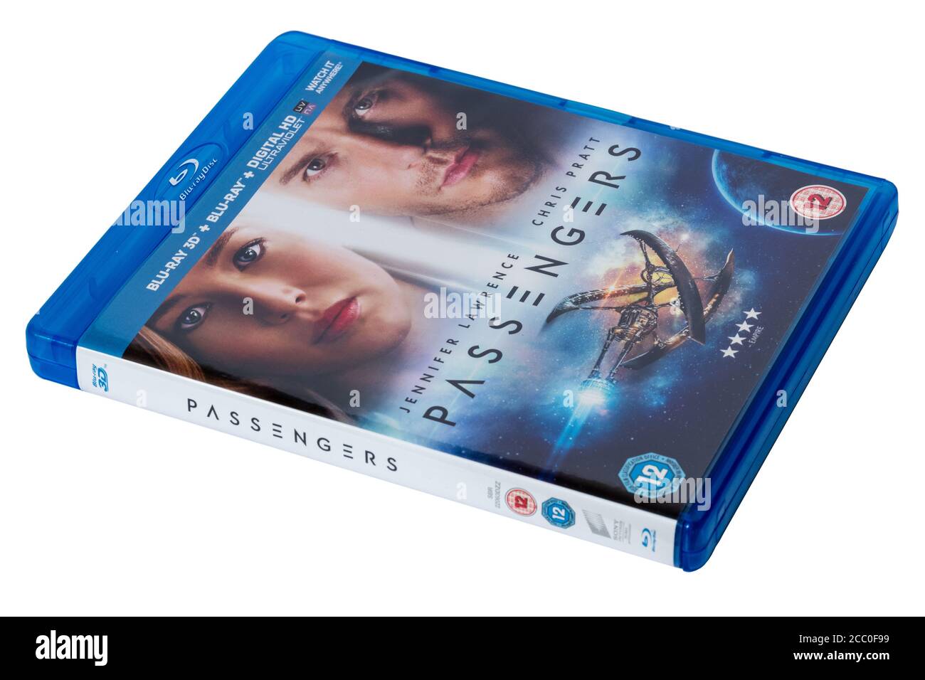 Passeggeri, un film romanticismo fantascientifico americano del 2016, su disco blu-ray Foto Stock