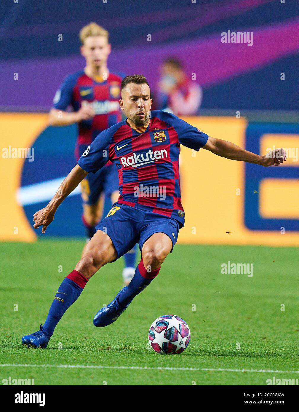 Firo Champions League 08/14/2020 1/4 quarto finale FC Bayern Monaco di Baviera, Monaco di Baviera - FC Barcellona 8: 2. Jordi ALBA, Barca 18, azione individuale fotografo: Peter Schatz/Pool/via/firosportphoto - la NORMATIVA UEFA PROIBISCE QUALSIASI USO DI FOTOGRAFIE come SEQUENZE DI IMMAGINI e/o QUASI-VIDEO - News-Agenzie nazionali e internazionali FUORI uso editoriale si applicano SOLO i nostri termini e condizioni, possono essere visualizzati su www.firosportphoto.de, §SOLO PER L'USO IN GERMANIA !!!!!! copyright by firo sportphoto: Coesfelder Str. 207 D-48249 Dulmen www.firosportphoto.de mail@firosportphoto.de dati del conto: (V olksb Foto Stock