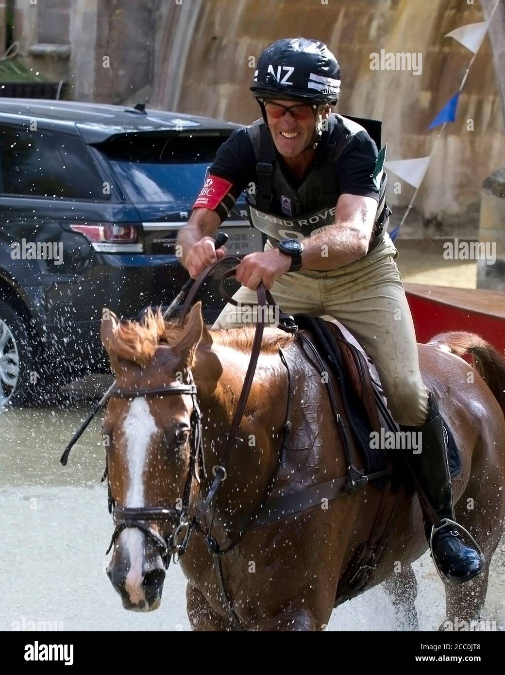 Andrew Nicholson è un cavaliere neozelandese che ha partecipato a sei Giochi Olimpici di Eventing Foto Stock