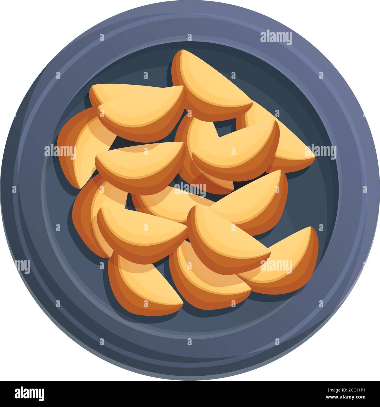 Icona delle fette di patate fatte in casa. Cartoon di fette di patate fatte in casa icona vettore per web design isolato su sfondo bianco Illustrazione Vettoriale