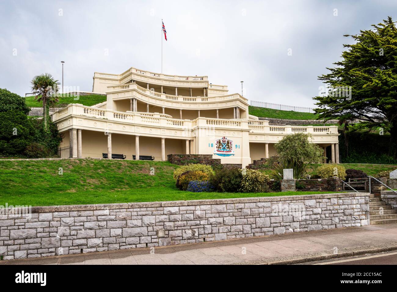 belvedere Vittoriano a tre piani (1891) a Plymouth Hoe, si affaccia sul lungomare e sul porto. Plymouth, Inghilterra, Regno Unito. Foto Stock