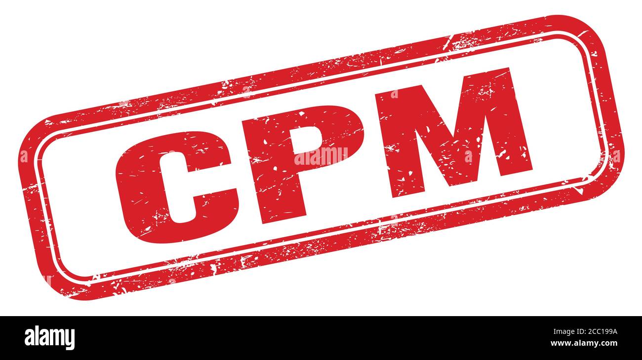 CPM rosso grugnoso segno di bollo rettangolare. Foto Stock