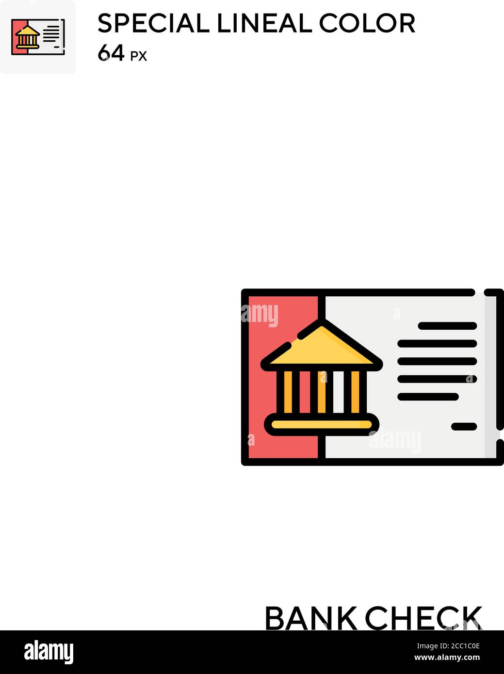 Bank check icona vettore colore lineare speciale. Icone di controllo bancario per il tuo progetto aziendale Illustrazione Vettoriale