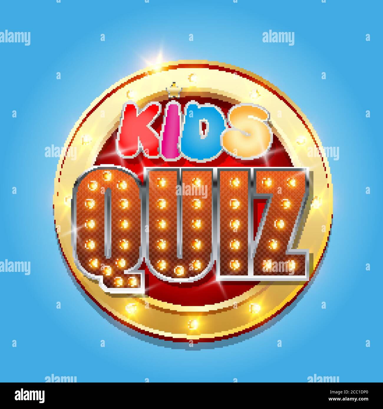 Logo del programma di gioco Kids Quiz, illustrazione vettoriale Illustrazione Vettoriale