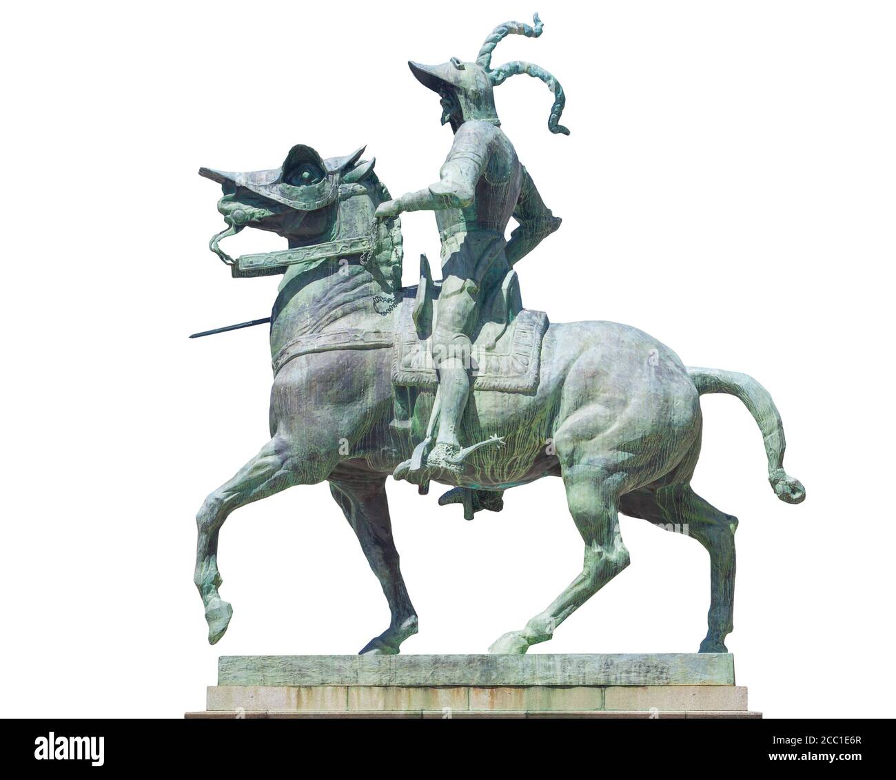 Statua equestre di Francisco Pizarro a Plaza Mayor di Trujillo, Spagna. Scolpito da Charles Cary Rumsey nel 1928 Foto Stock Statua equestre di Francisco Pizarro a Plaza Mayor di Trujillo, Spagna. Scolpito da Charles Cary Rumsey nel 1928 Foto Stock