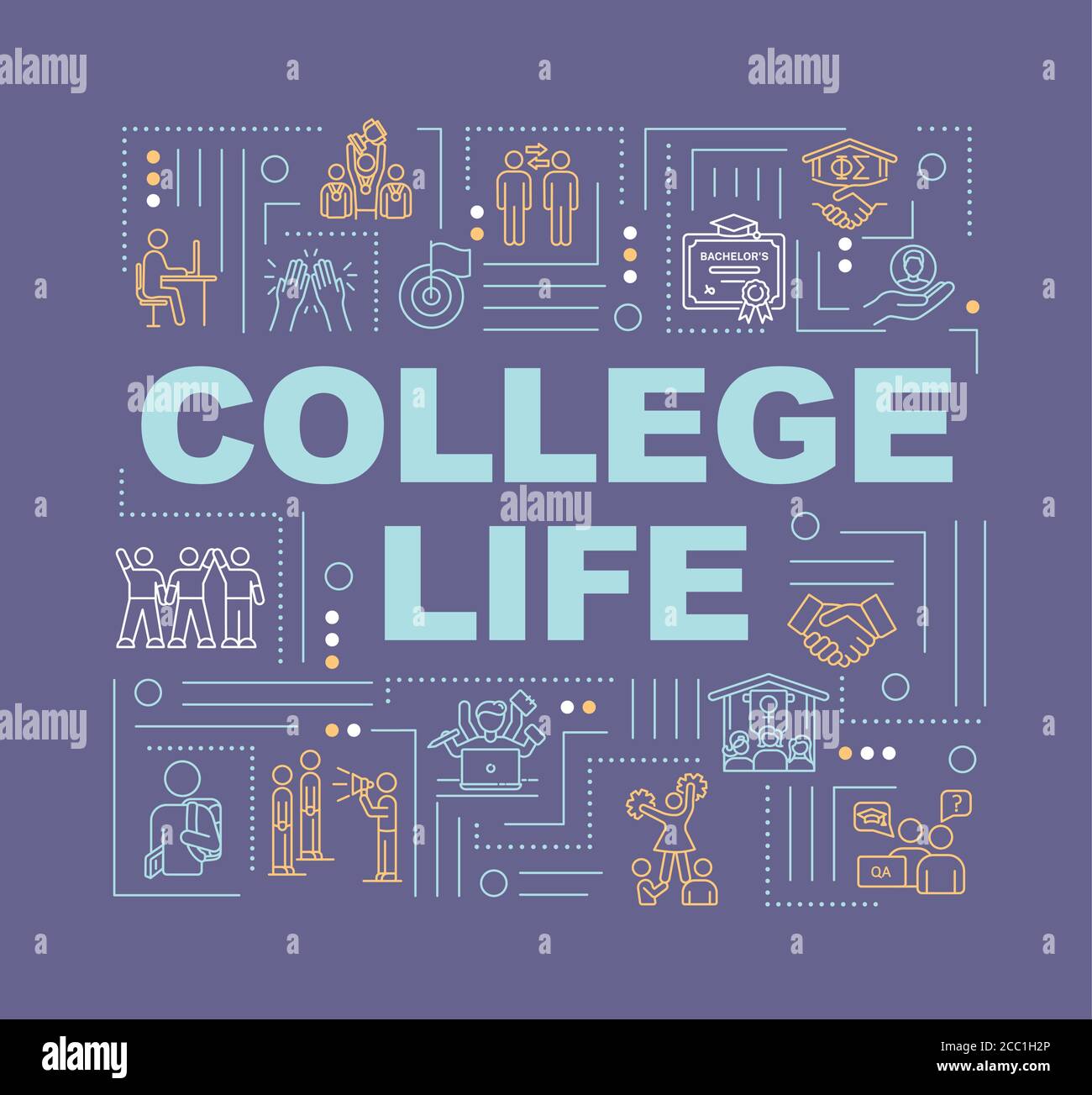 Banner concetti di stile di vita universitario Illustrazione Vettoriale
