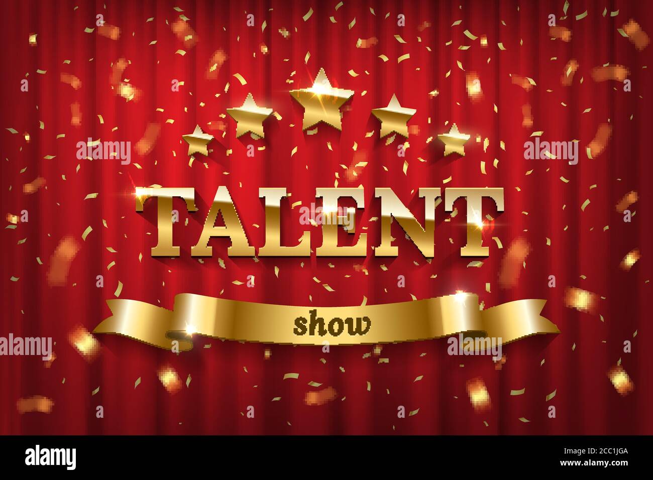 Golden Talent mostra il testo sul nastro sopra la tenda rossa Illustrazione Vettoriale