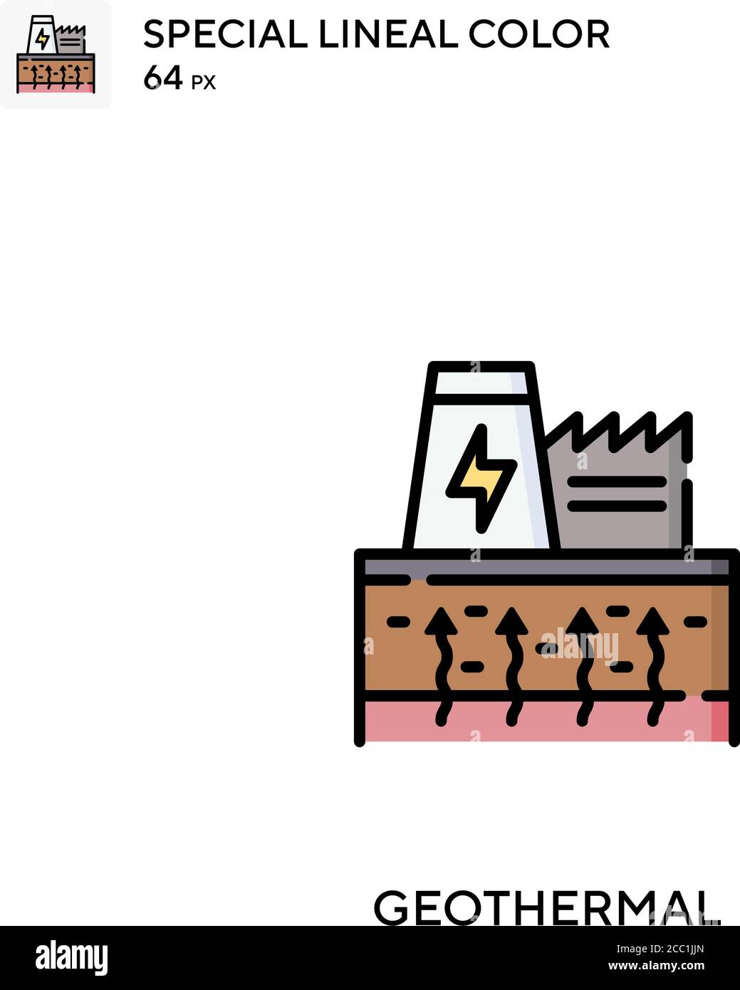 Icona vettore di colore lineare speciale geotermico. Icone geotermiche per il vostro progetto aziendale Illustrazione Vettoriale