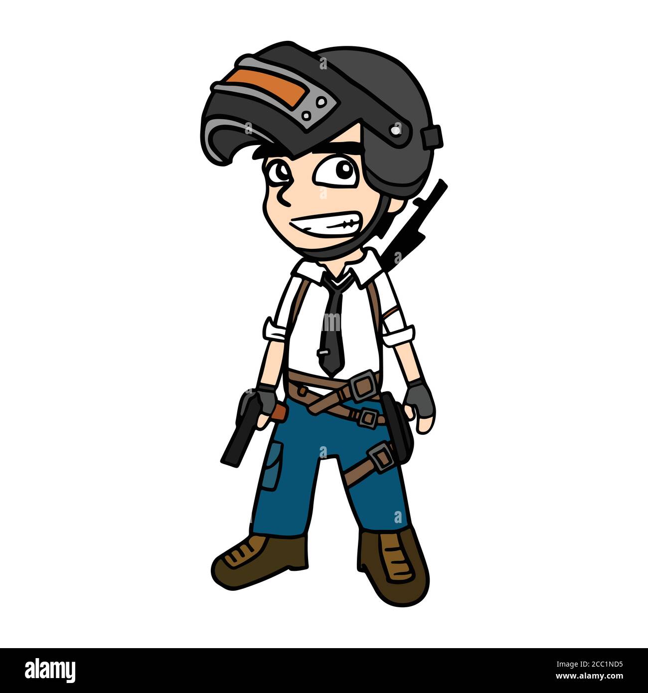 illustrazione vettoriale del personaggio di gioco internazionale pubg. Illustrazione Vettoriale