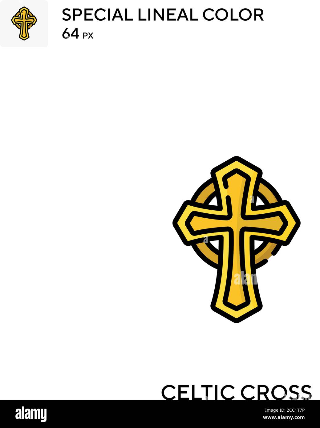 Croce celtica icona vettore di colore lineare speciale. Icone a croce celtica per il vostro progetto aziendale Illustrazione Vettoriale