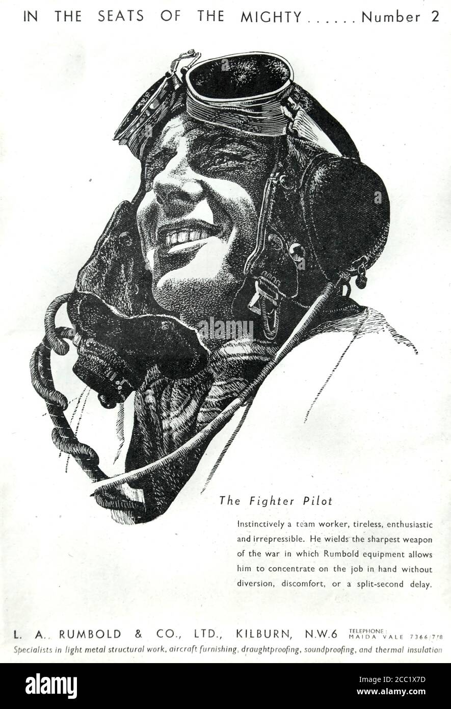 Pubblicità Vintage 1942 per Rumold and Co., fornitori e produttori nel settore dell'aviazione britannica. Foto Stock
