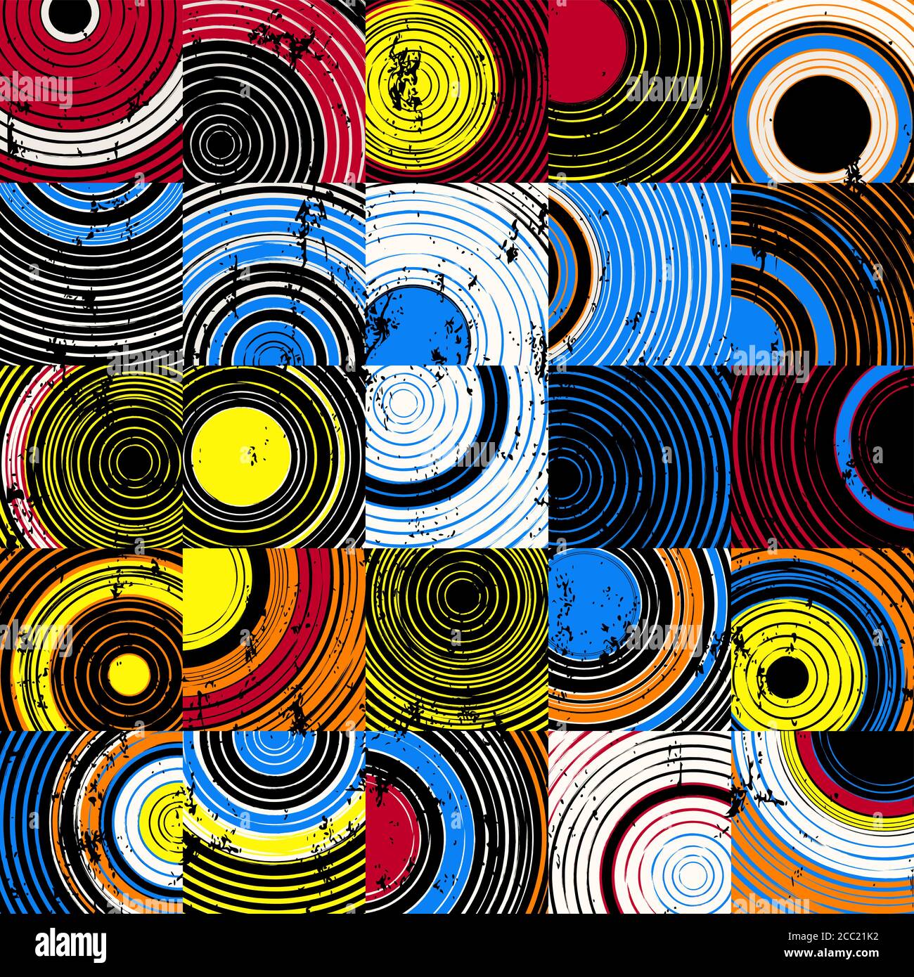 motivo di sfondo senza cuciture, con cerchi, quadrati, tratti e schizzi Illustrazione Vettoriale