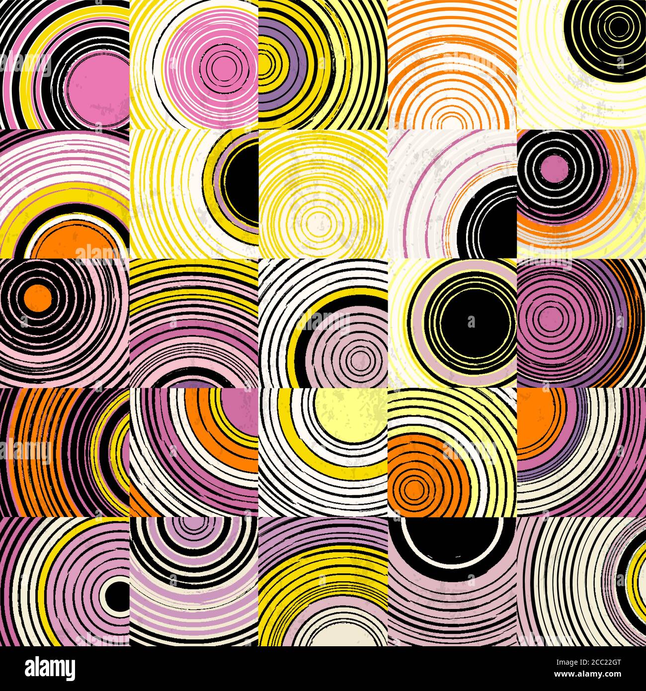 motivo di sfondo senza cuciture, con cerchi, quadrati, tratti e schizzi Illustrazione Vettoriale